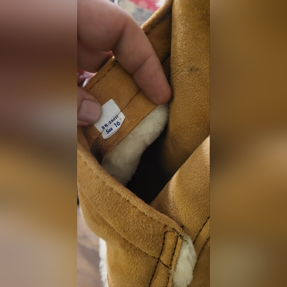 Vintage Women's Chestnut Suede and Cream Shearling Coat Size 16 - Picture 13 of 16